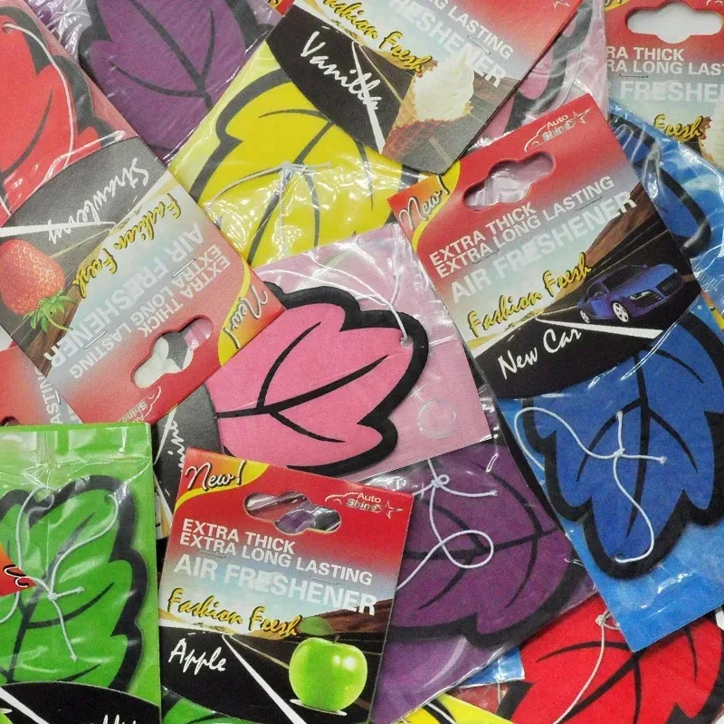 1-36pcs Car Air Freshener Natural Scented Tea Paper Auto Hanging Vanilla Perfume Fragrance Leaf Shape Car Accessories Interior