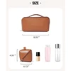 Travel Makeup Bag,Waterproof Portable Pouch Open Flat Toiletry Bag Make Up Organizer With Divider And Handle(Brown) Durable 5