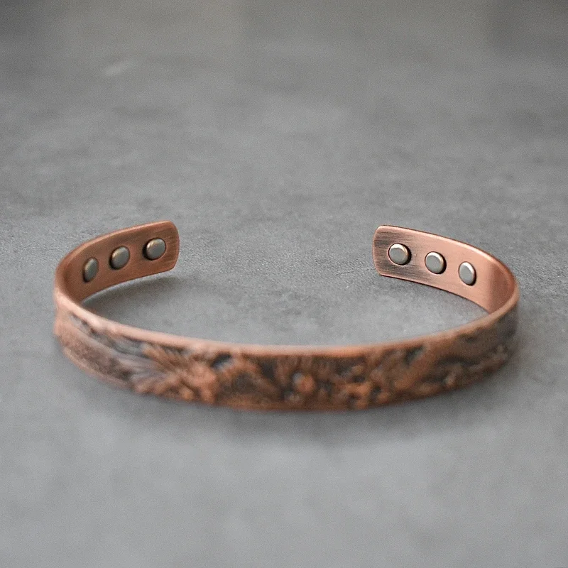 Magnetic Bracelet Pure Copper Adjustable Dragon Phoenix Vintage For Women Arthritis Pain Relief
