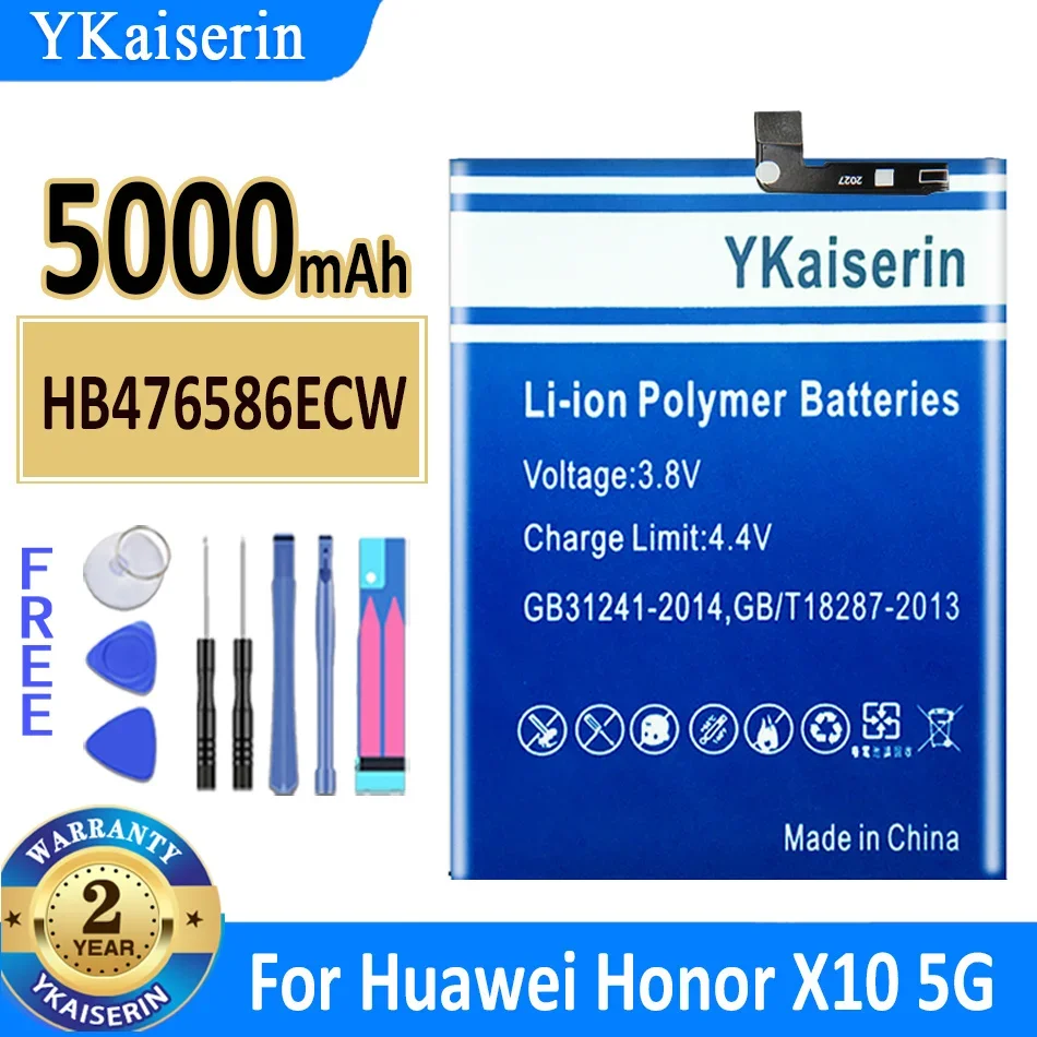 

New YKaiserin Bateria 5000mAh HB476586ECW Battery For Honor X10 5G Play4 Play 4 5G Mobile Phone Batteries +Tools