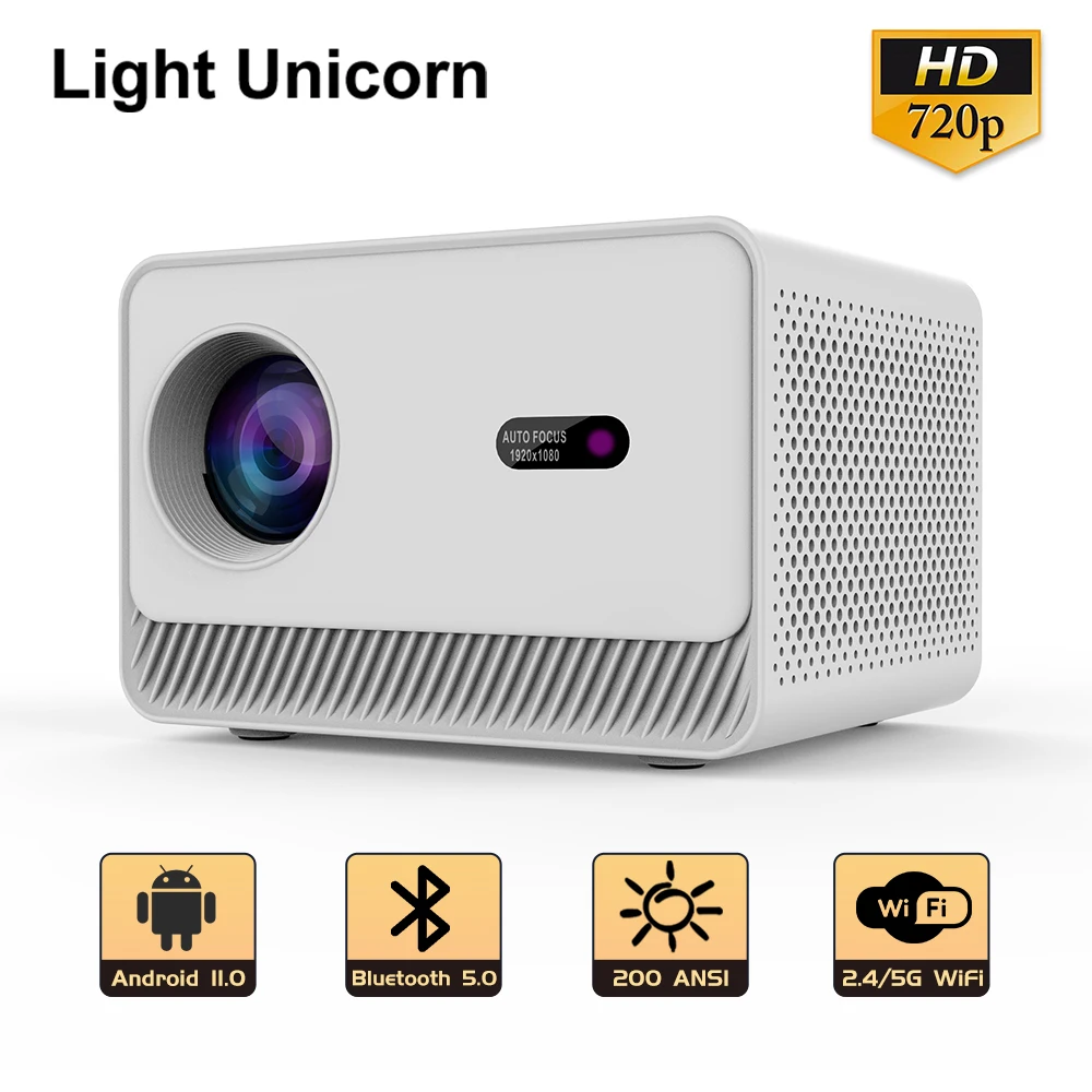 

Проектор светильник Unicorn M10 Plus, 8K, Android 1080, поддержка P театра, автофокус, автокоррекция трапецеидальных искажений, Wifi6, HDR, видеолуч