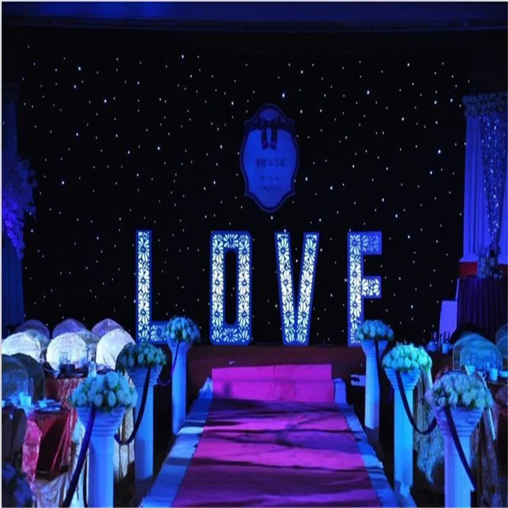 

Blue - White Colors Shiny LED Star Curtain Wedding Backdrop Decoration Cloth With DMX 512 Controller Any Size To Choose