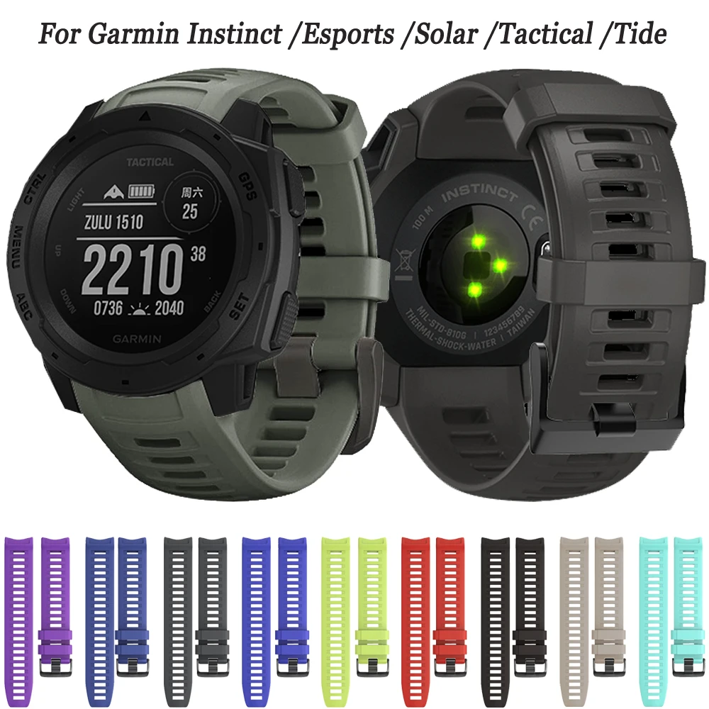 Sostituzione Ufficiale Del Cinturino In Silicone Per Garmin Instinct/Esports/Tactical/Tide Solar Strap Smart Watch Quick Fit Wristband Correa
