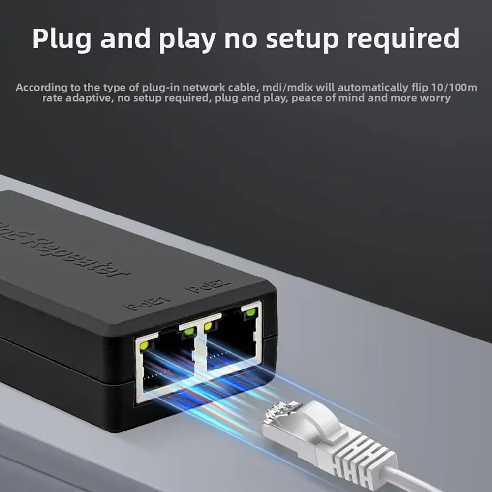2 Port Gigabit POE Extender 10/100/1000Mbps IEEE 802.3af/at PoE Repeater For Surveillance CCTV IP Camera Power Supply
