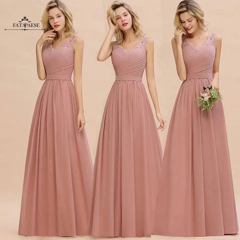 FATAPAESE-Vestidos De De honor rosa mujer, maxivestido largo con tirantes finos, A, vestido De Fiesta De boda, Verano _ - AliExpress Mobile