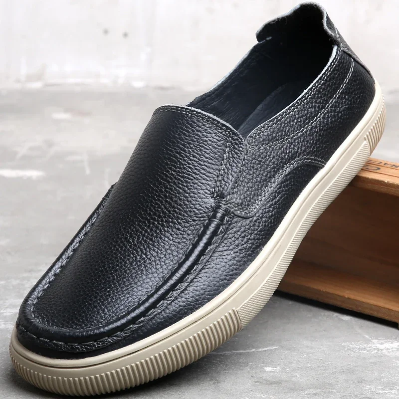 

Luxury Genuine Leather Shoes For Men Driving Casual Loafers Breathable Full-Grain Soft Bottom Male Designer Moccasins Flats 638