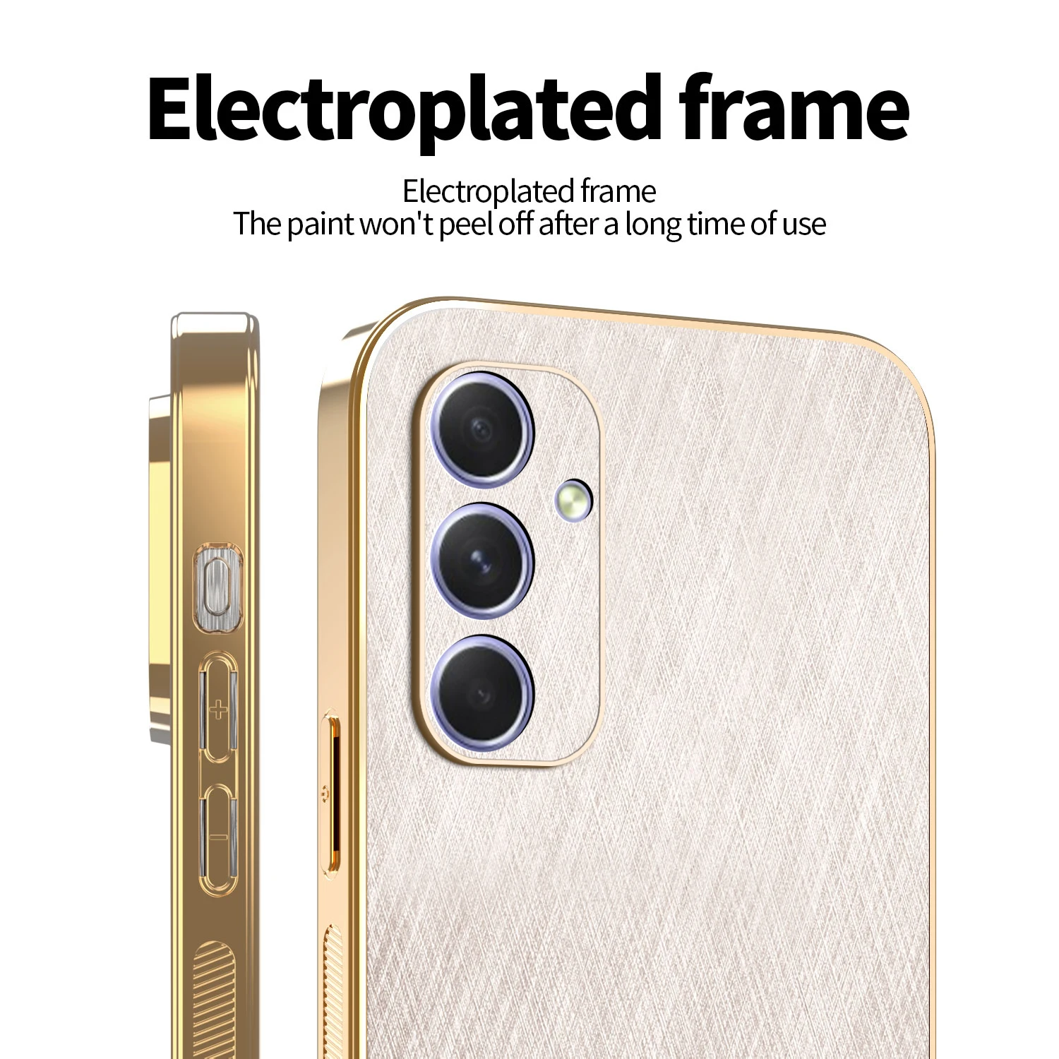 Gold Silk Texture Leather Plating Electroplated Tough Cover