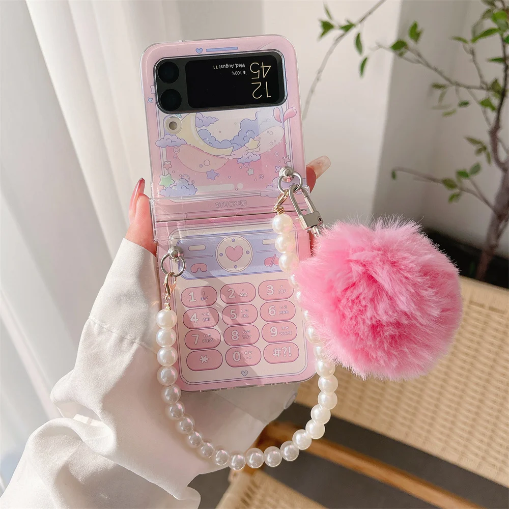 Korean Cartoon Pearl Bracelet Hairball Wrist Chain Case Cover