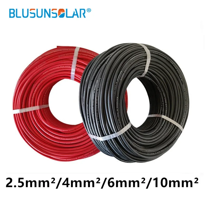 

Red+Black Solar Cable Photovoltaic Wire 1500V 12/10 AWG 4mm2 6mm2 Cable Tinned Copper XLPE Jacket for PV Panels TUV Certifiction