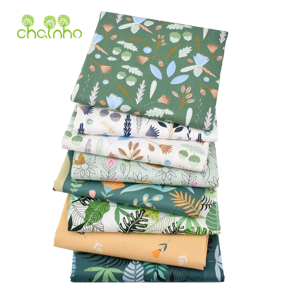 Chainho,Printed Twill Weave Cotton Fabric,Patchwork Cloth,DIY Sewing Quilting Material,8 Designs Floral Series,2 Sizes,15C166