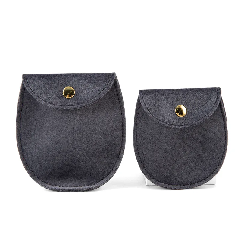 Velvet Snap Button Jewelry Pouch - Elegant Necklace and Bracelet Storage Bag