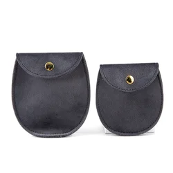 Velvet Snap Button Jewelry Pouch - Elegant Necklace and Bracelet Storage Bag (Grey - 8x8.3cm)