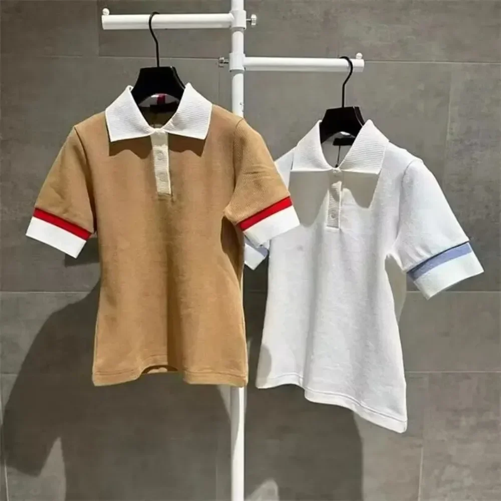 

2024 Korea Golf Women's Summer New Versatile Slim Lapel Sports Quick Dry Golf T-Shirt