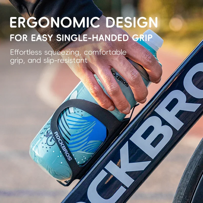 Bicycle Water Bottle ROCKBROS Cycling Water Bottle Cold Water Insulated Thermal Silicone 620ml