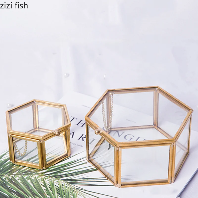 2021 NEW Hexagon Clear Glass Jewelry Box Wedding Ring Box Geometric Jewellery  Organizer Box Showcase Container Watches box - AliExpress