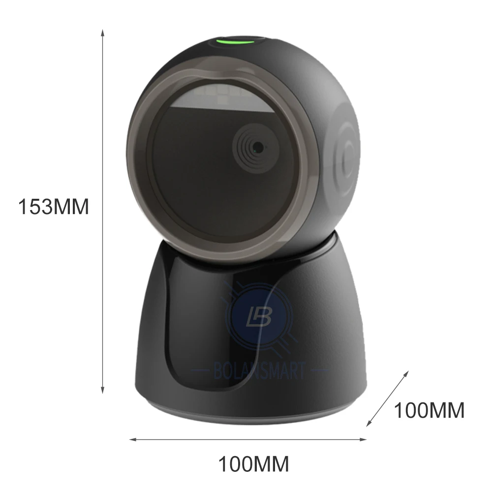 Desktop USB Wired 2D Barcode Scanner Hands-Free Omnidirectional QR Bar Code Reader Scanning Platform With Large Screen