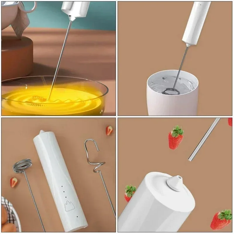 Electric Milk Frother Hand Mixer Stainless Steel Electric Egg Whisk Handheld Mixer For Coffee Protein Cooking Baking