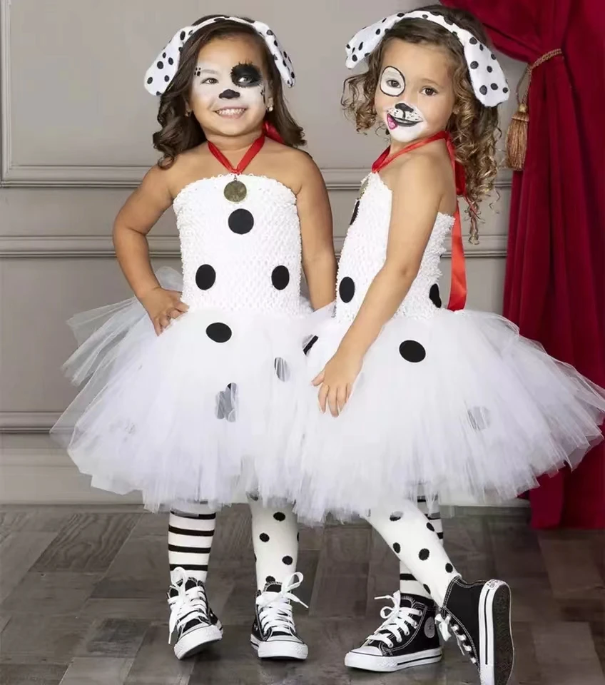 Set Costume Animale Per Bambine 3-10 Anni: Mucca O Zebra Con Orecchie, Coda, Papillon, Guanti E Gonna Tutù, Per Halloween E Carnevale