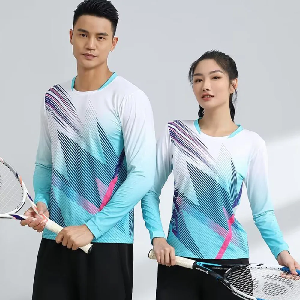 Quick Dry Print Long Sleeve Tennis Shirt Badminton Uniform Tops Korean Volleyball Teable Tennis T-shirt Jersey