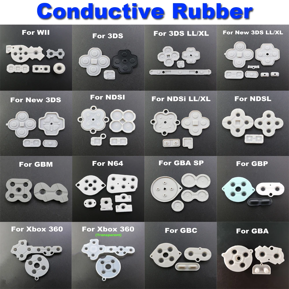 

YUXI 1Set For Xbox 360 One Wii GBA GBC GBM GBP N64 For New 3DS XL LL NDSL NDSi XL LL Replacement Rubber Conductive Button Pad K