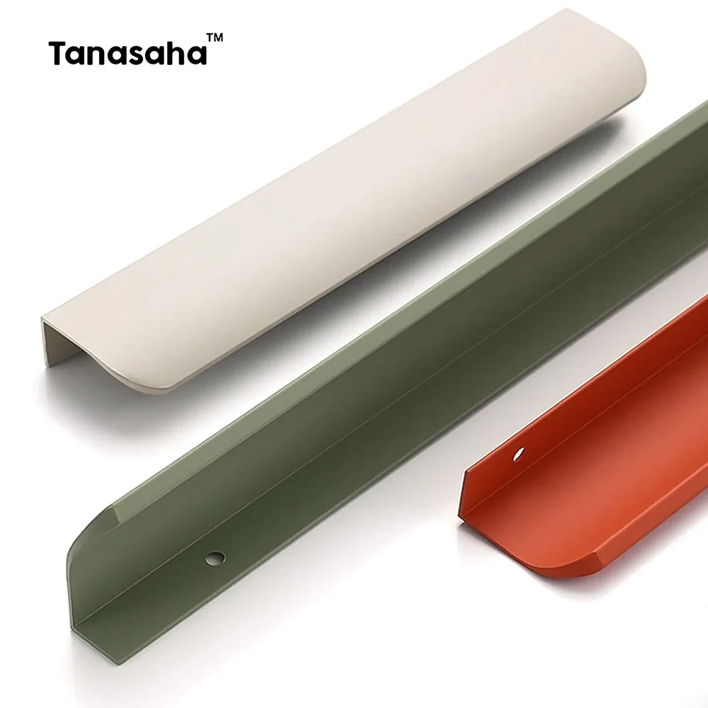 Orange Grey Blue Green CoffeeHidden Cabinet Handles Stainless steel Kitchen Cupboard Pulls Drawer Knobs Furniture Handle handle