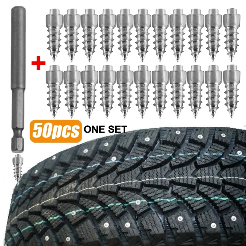 

50pcs/set Anti-Slip Screws Nails Tools Kit Car Tire Studs Anti Skid Falling Spikes Wheel Tyres for Winter Car Motorcycle Bicycle