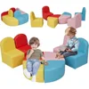 Kids Sofa Seating Set Convert to Table and 4 Chairs Colorful Stools for Toddlers Soft Foam Play 8 PCs Set for Classroom 6