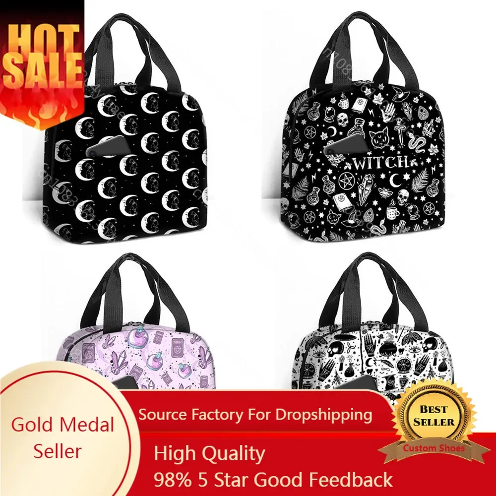 

Witch Moon Cat Print Insulated Lunch Bag Witchy Woman Waterproof Camping Picnic Bag Witchcraft Lunch Box Cooler Thermal Bags