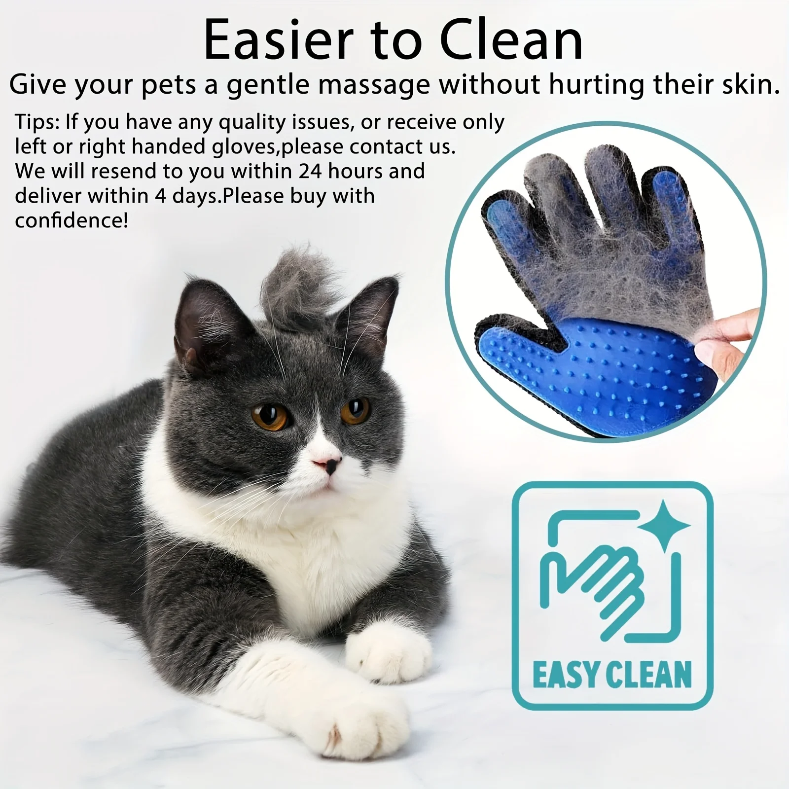 Pet Grooming & Massage Gloves - Silicone Hair Remover for Cats and Dogs, 2-Piece Set