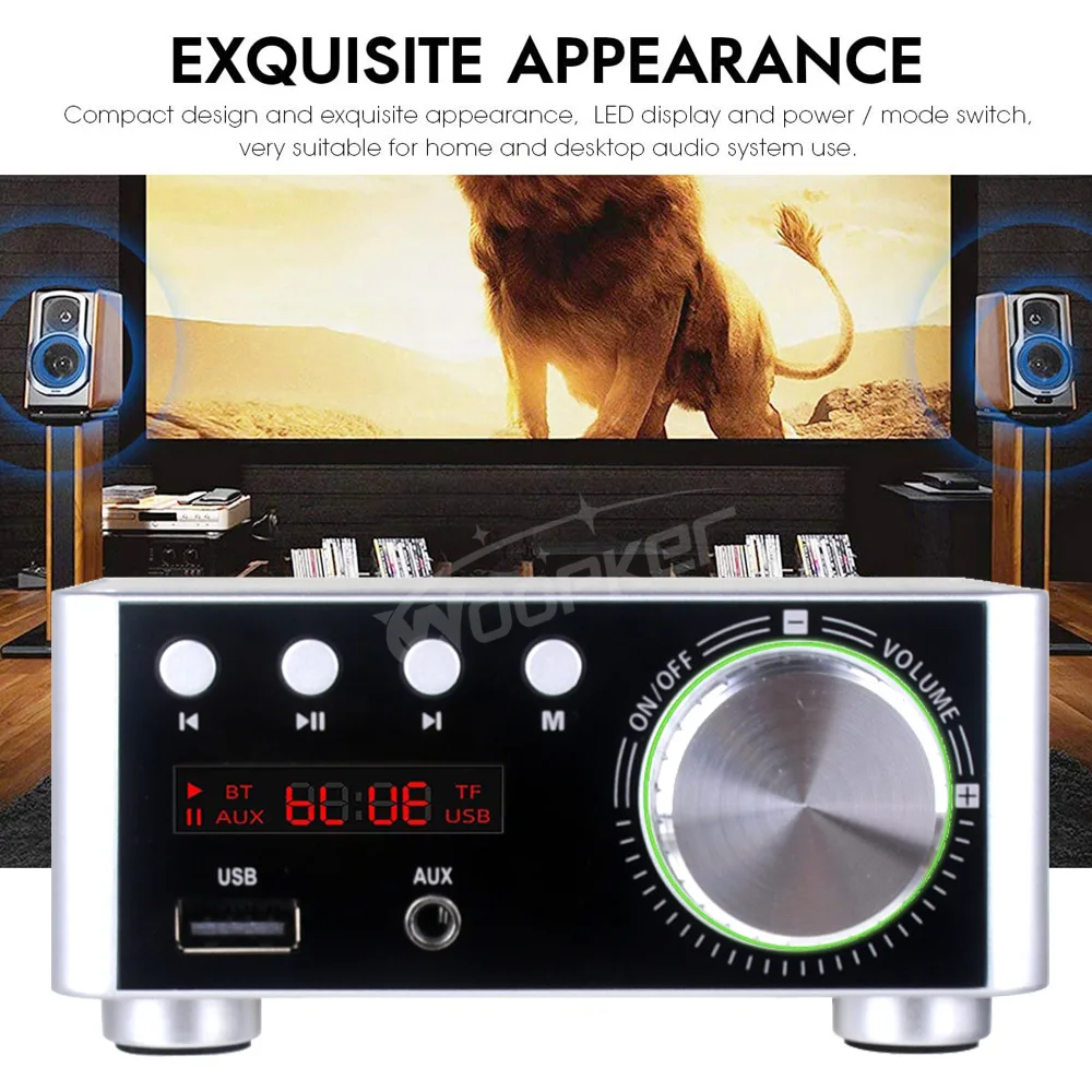 Digital Bluetooth Power Amplifier 50Wx2 Hifi Class D Mini Amp 2.0 Channel Stereo