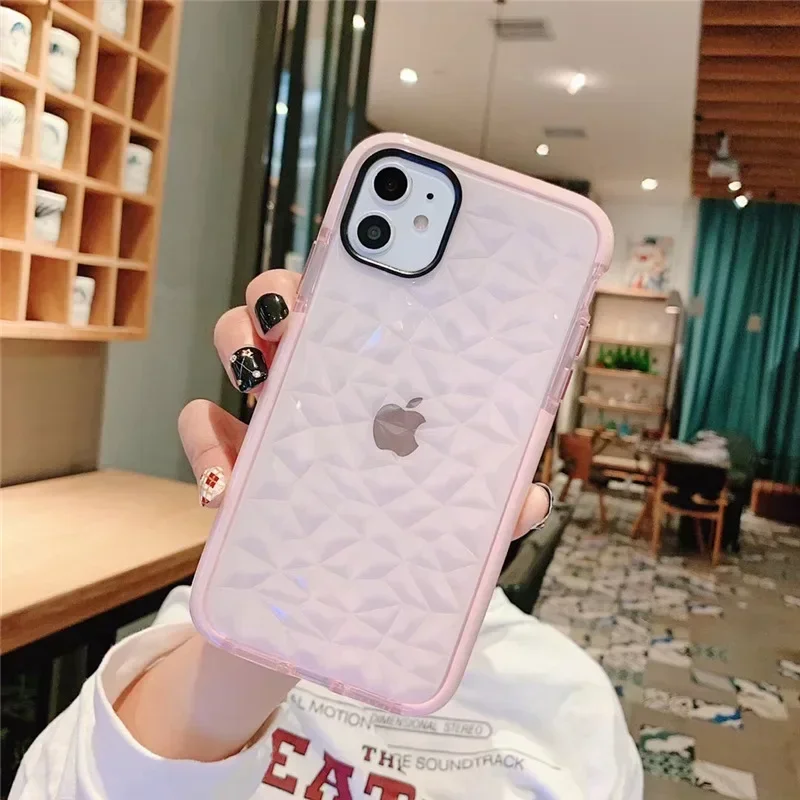 Diamond Pattern Shockproof Transparent Phone Case