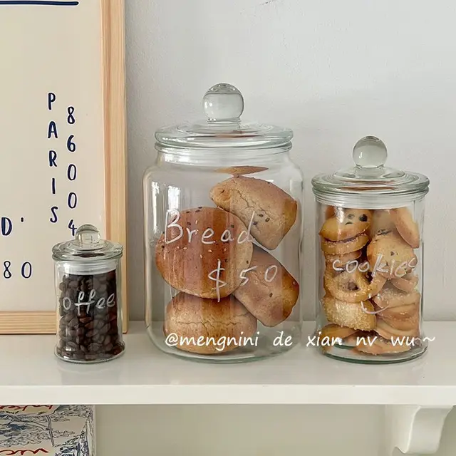 Coffee Bean Storage Jar Glass Sealed Jar Capsule Coffee Candy Biscuit Storage Box Storage Jar High Value