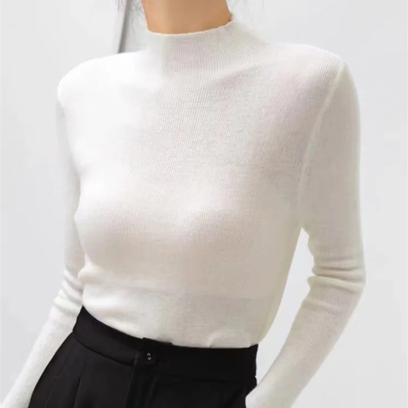 Women Long Sleeve Solid Knitted Pullover Sweater