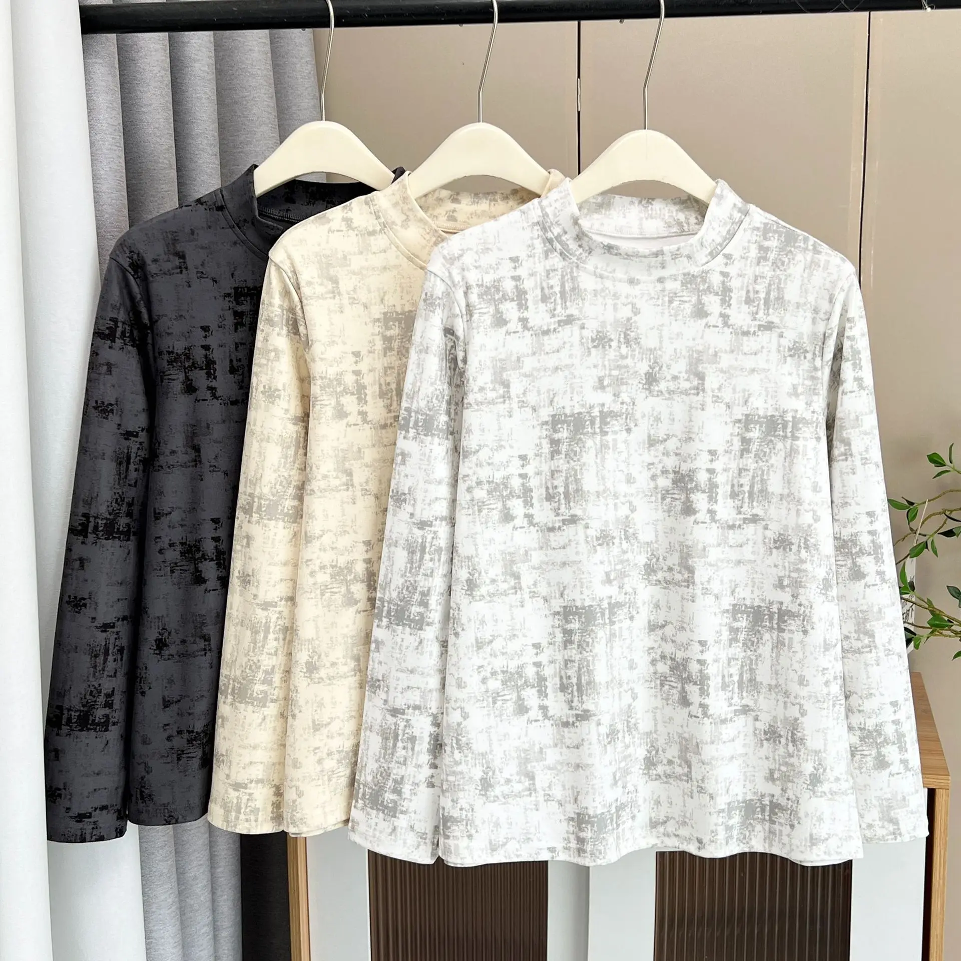 XXXXL Fashion Plus Size Women's T-Shirt New Autumn Stylish tie-dyed Long Sleeved Base Casual Inner Top 642