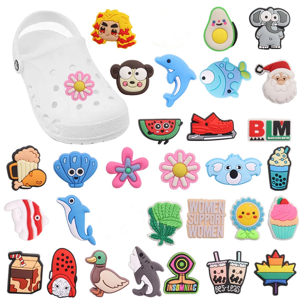 

1Pcs Dolphin Koala Duck Drinks Milk Cupcake Garden Shoe Buckle Charms Accesories DIY Boys Girls Croc Jibz Holiday Gift