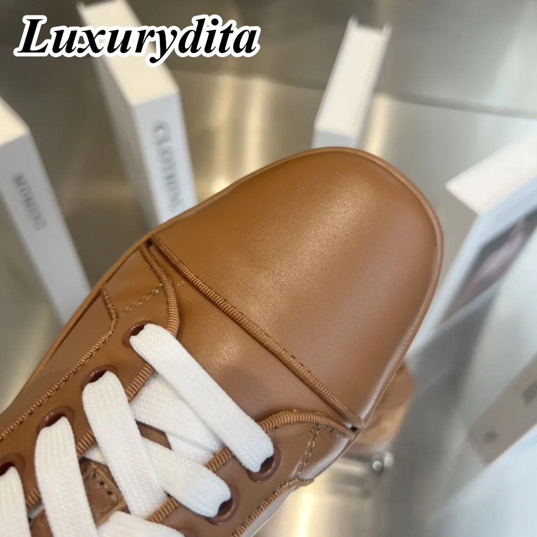 LUXURYDITA Designer Men Casual Sneakers Real Leather Rivet Luxury Womens Tennis Shoes 35-47 Fashion Unisex loafers HJ1003