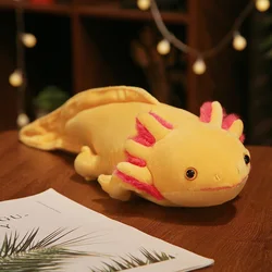 Giant Kawaii Colorful Axolotl Plush Toy - Cozy Salamander Pillow & Creative Gift - 45cm (Yellow axolotl)