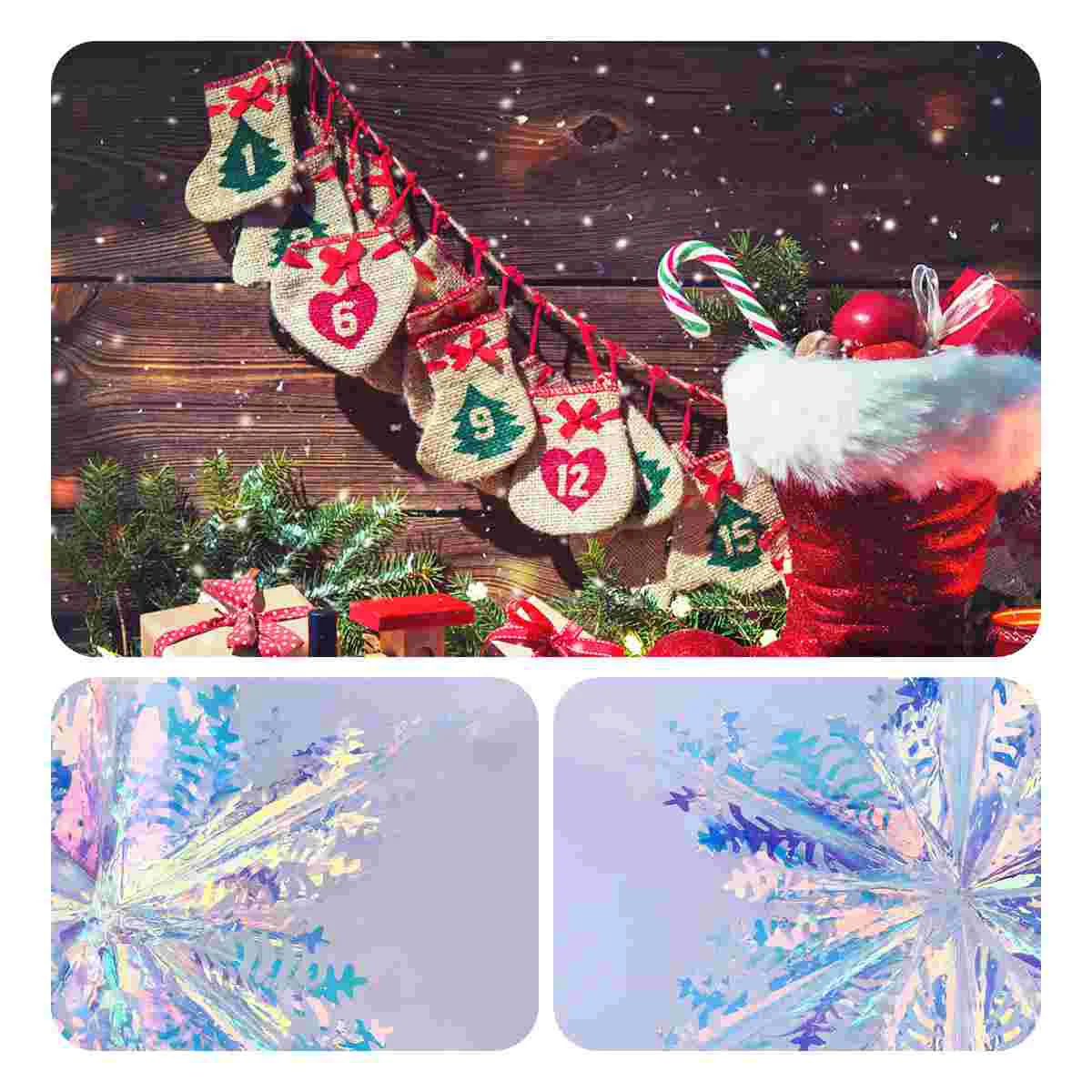 

Iridescent Christmas Tree Decor Neon Film Snowflake Wedding Decoration Party Supplies