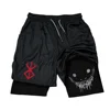 Men's Fitness Workout Shorts 2-in-1 Compression Shorts Quick Dry Breathable Running Double-layer with Towel Pocket Short Pants 1