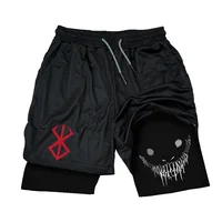 Men's Fitness Workout Shorts 2-in-1 Compression Shorts Quick Dry Breathable Running Double-layer with Towel Pocket Short Pants 1