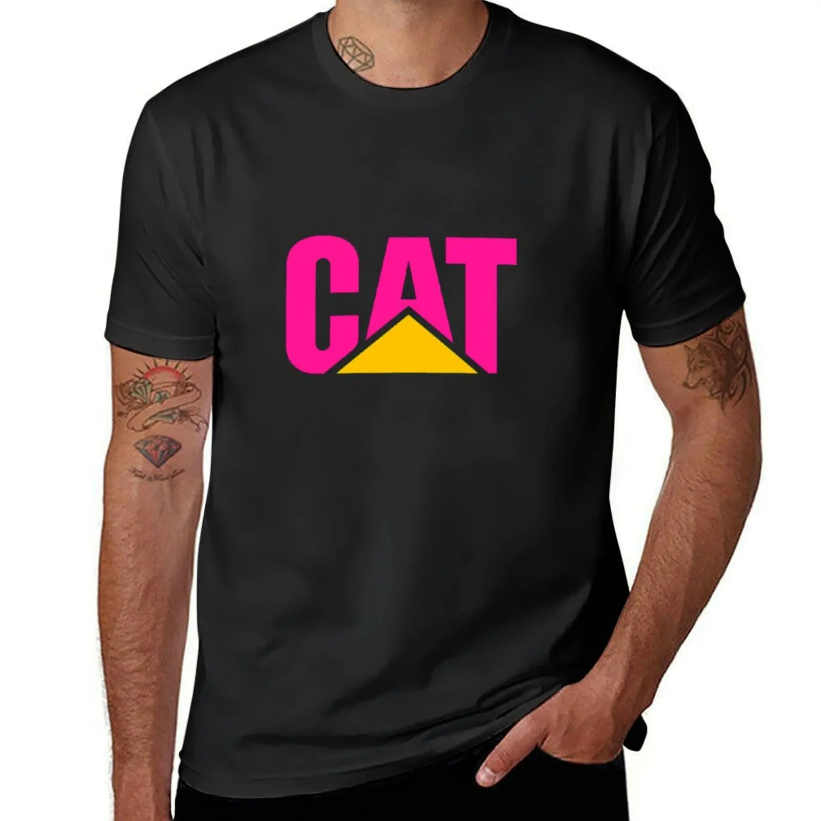 Pink CAT T-Shirt funnys tees quick-drying black t-shirts for men