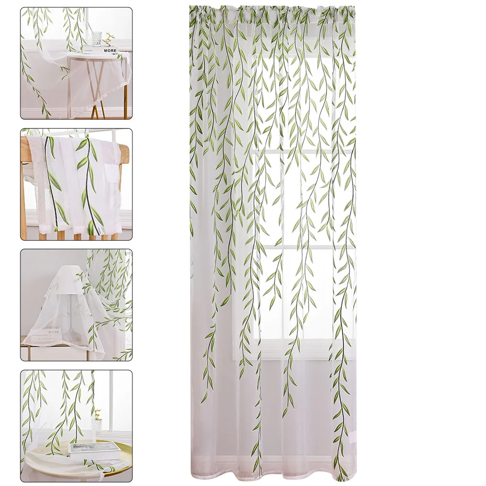 

Willow Gauze Curtains Privacy Window Sheer Home Treatment Drapes for Bedroom Panels Elegant