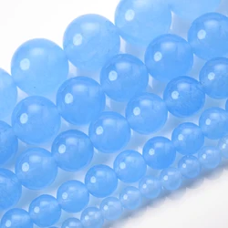 Premium Natural Blue Stone Beads for Jewelry Making - Turquoise, Agate, and Jade Spacer Beads (Lake blue Chalcedony)