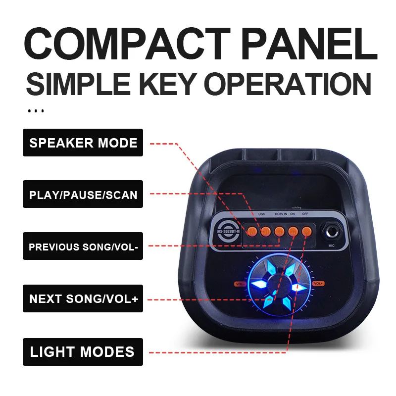 Wireless bluetooth speaker Portable bluetooth speaker Portable speakers Audio speakers TWS Wireless Portable FM Bluetooth 5.0 Party Light Speaker Subwoofer Heavy Bass Sound System Outdoor Karaoke