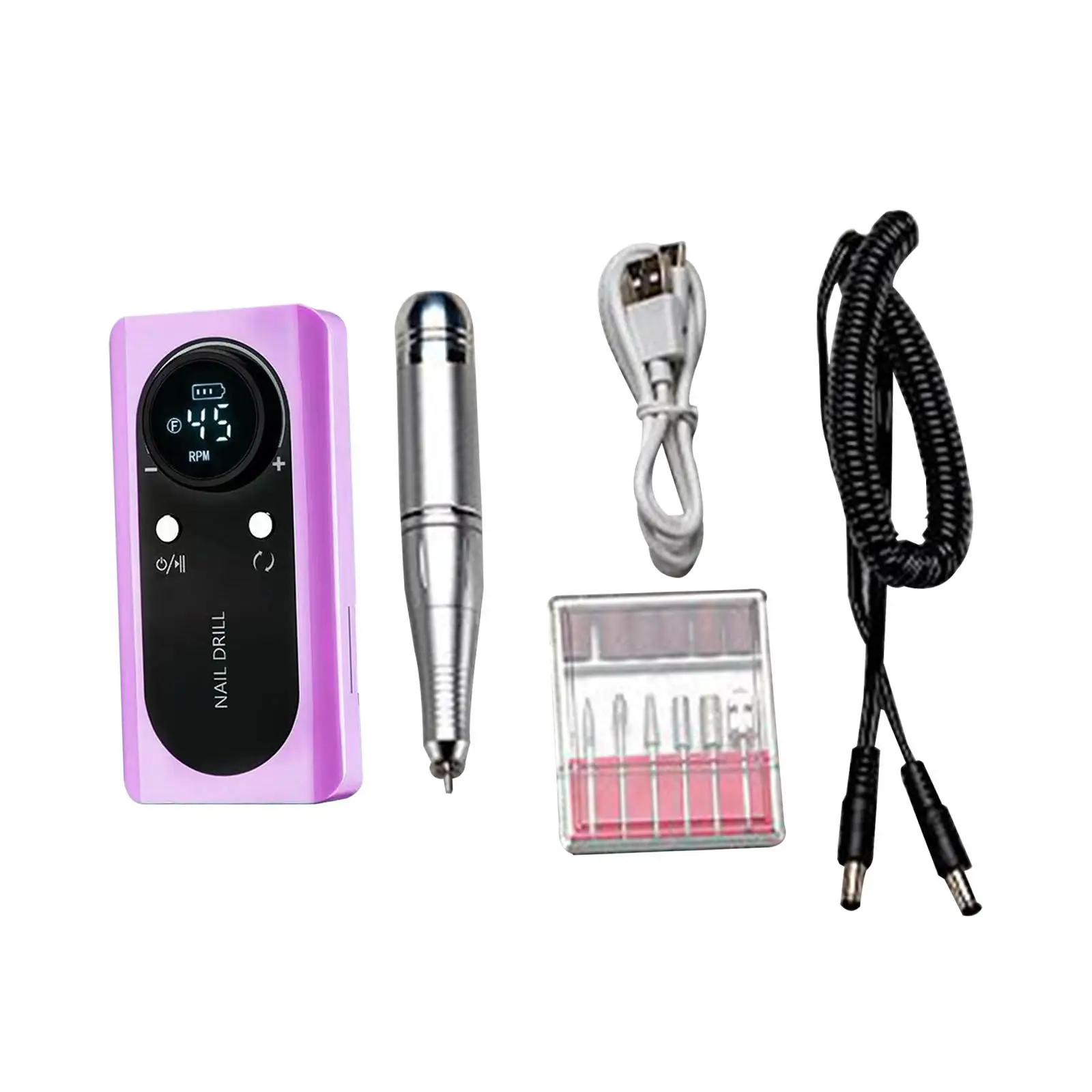 Electric Nail Drill Machine 45000RPM Manicure Pedicure Kits with Nail Bits for Cutting Removing Polishing Carving Home Salon Use