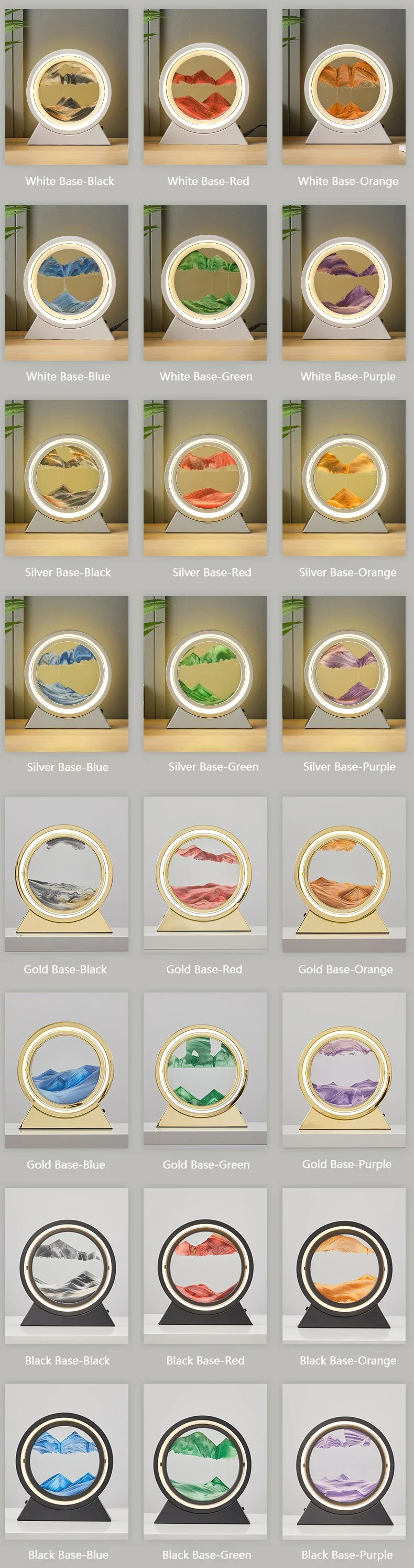 Description Picture 2 of itemQuicksand Table Lamp Sandscape Moving Sand Art LED 3D Hourglass Night Light USB Flowing Sand Painting Bedside Lamps Home Decor