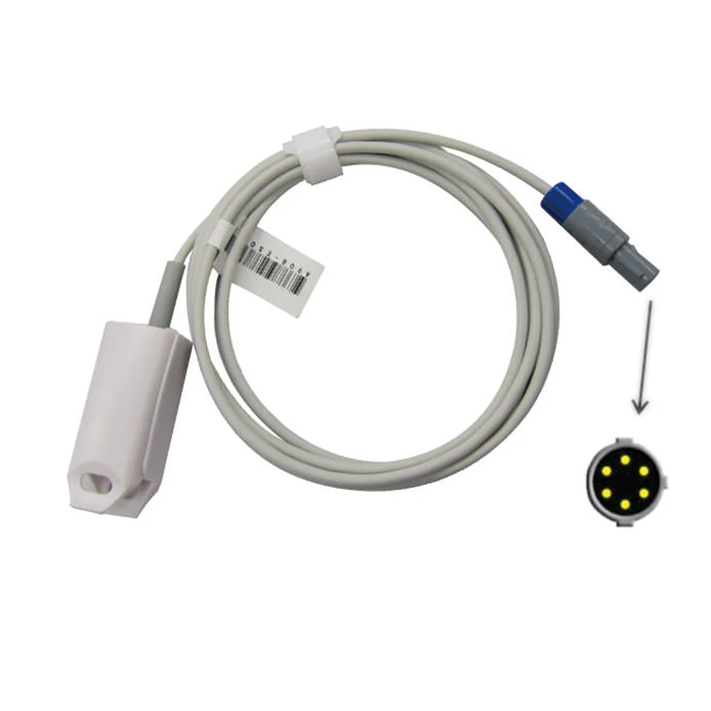 

Compatible Zondan 6 Pin Single Slot Monitor. Reusable Spo2 Probe Sensor Blood Oxygen Connector, Spo2 Cable for Pulse Oximeter