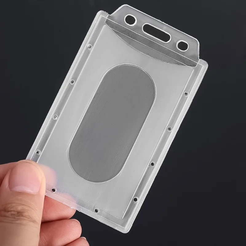 Transparent PVC ID Card Holder Business Photocard Cover Protector Stationery Organizer Clip Holders Card Sleeve Home Office