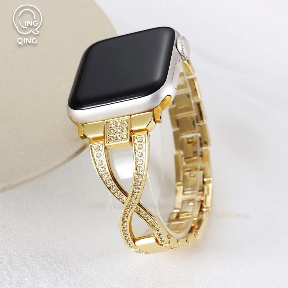 Sparkling Diamond Metal Strap: Luxury Glitter Bracelet