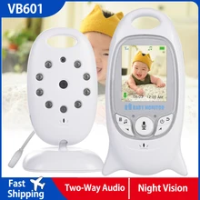 Monitor de bebé VB601 inalámbrico, radio niñera de 2.0 pulgadas, cámara de seguridad visión nocturna infrarroja LED, batería, intercomunicador de 2 vías y monitoreo de vídeo de temperatura, incluye 8 canciones de cuna